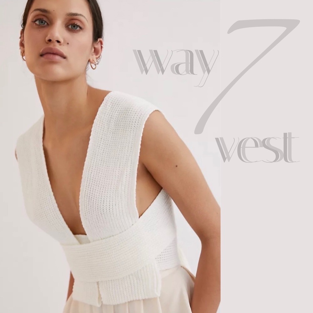 Anthropologie White Knit Vest Top